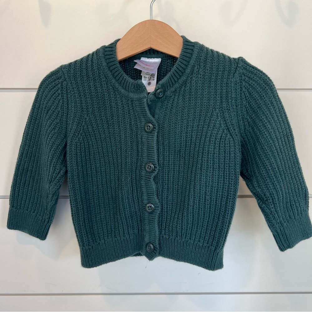 Hanna Andersson Green Knit Cardigan